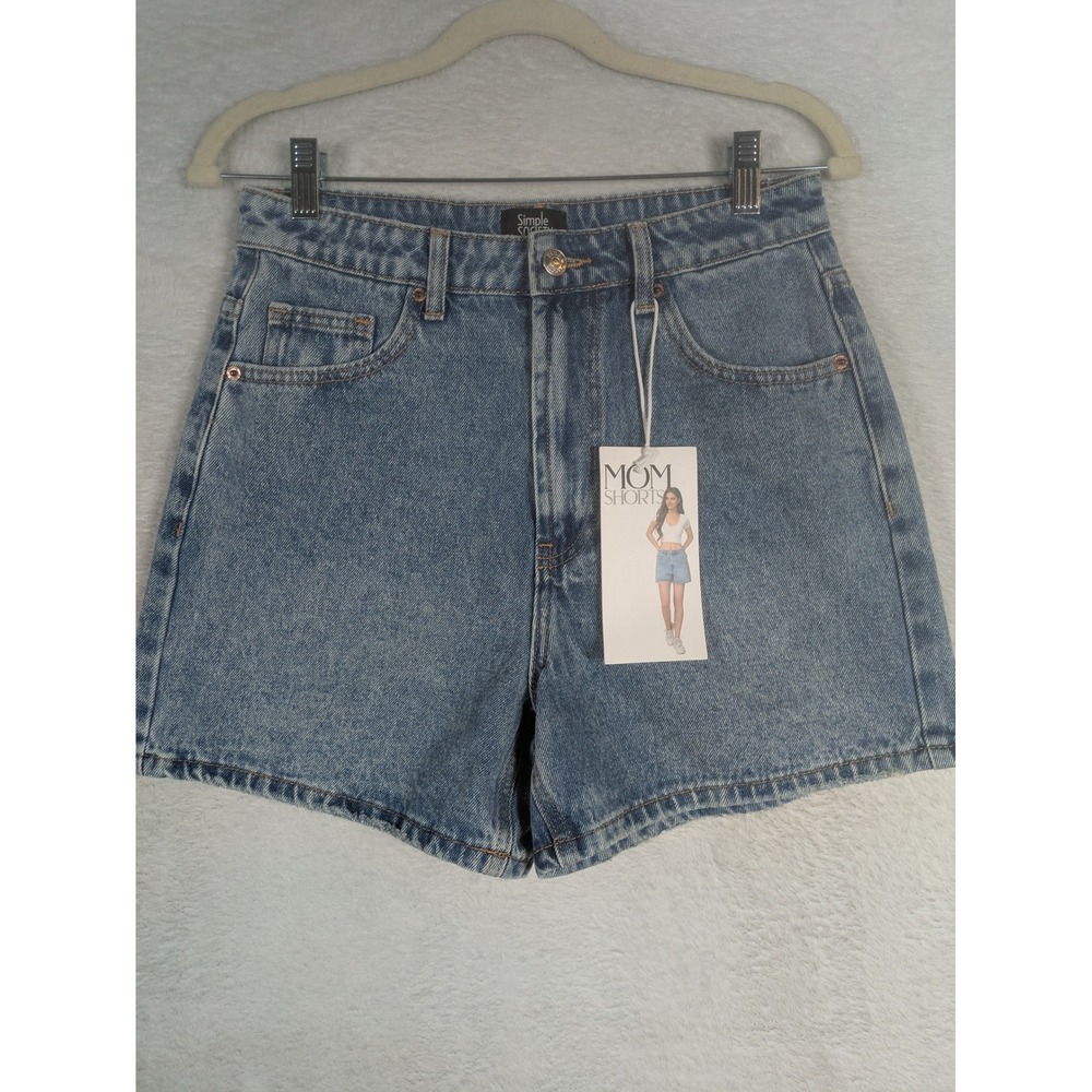 NEW Simple Society Mom Shorts Women's 7/28 Blue High Waisted Denim Vintage Style